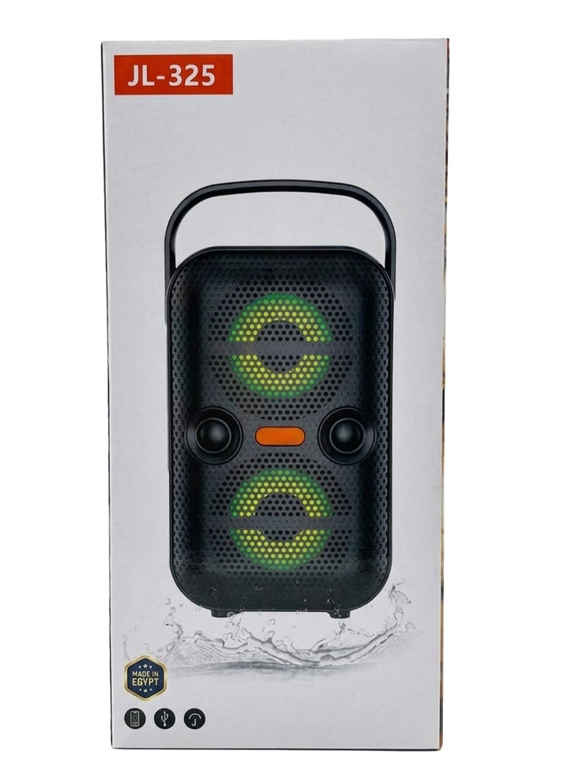 مكبر صوت JL-325 متعدد الوسائط بتقنية بلوتوث مع مضخم صوت جهوري وراديو FM ومدخل ميكروفون، نظام صوت جهير قوي، مكبر صوت لاسلكي للموسيقى والكاريوكي والحفلات والترفيه المنزلي - Image 1