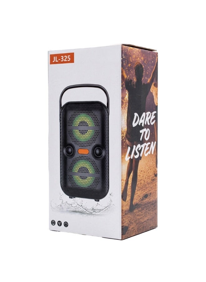 مكبر صوت JL-325 متعدد الوسائط بتقنية بلوتوث مع مضخم صوت جهوري وراديو FM ومدخل ميكروفون، نظام صوت جهير قوي، مكبر صوت لاسلكي للموسيقى والكاريوكي والحفلات والترفيه المنزلي - Image 2