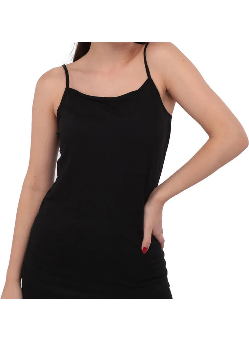 Tutku Passion Women's Elastane Rope Strap Undershirt Black 4-Pack