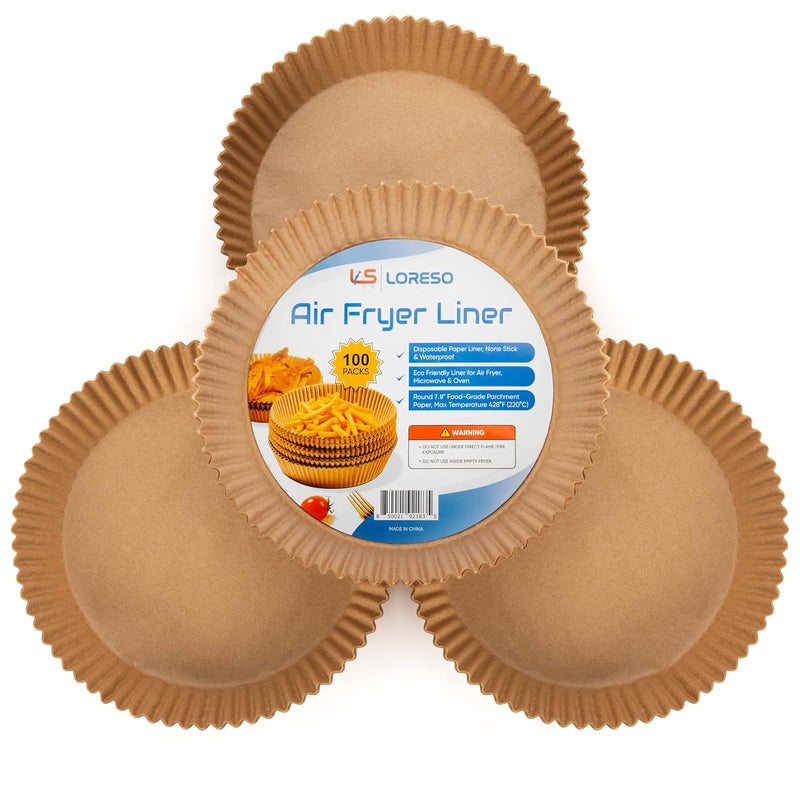 LSR LORESO Air Fryer Liners Disposable Parchment Paper100 Count Round 78 Inche Non Stick Parchment Paper Liners For Air Fryers 58 Quart Disposable Round Air Fryer Liners 79 Round 100CT - Image 3
