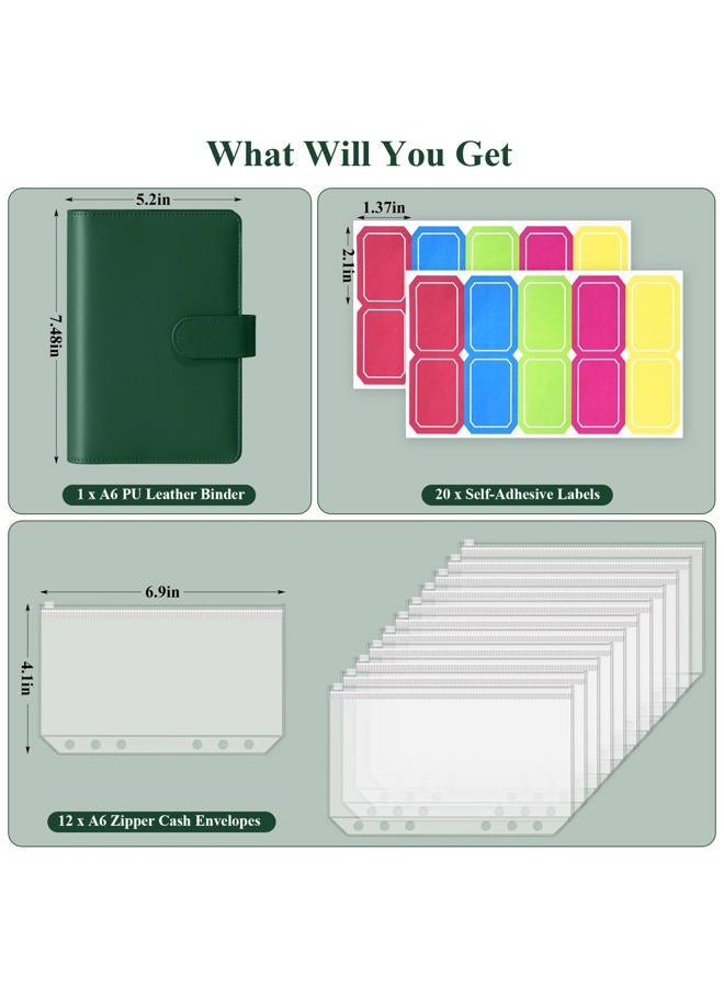 Antner Budget Binder with Zipper Envelopes, Money Organizer for Cash, Dark Green - Image 2
