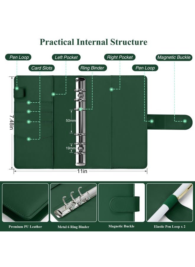 Antner Budget Binder with Zipper Envelopes, Money Organizer for Cash, Dark Green - Image 3