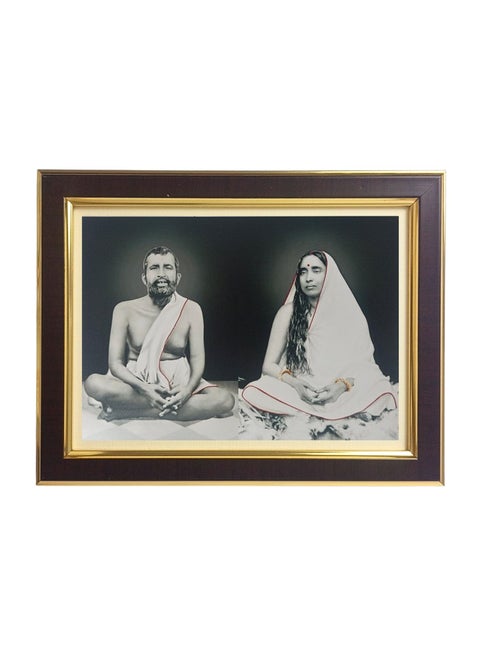 Hitech Sales Sri Ramakrishna Paramahansa and Sarada Devi Polystyrene Photo Frame, Rectangular Printed Photo Frame for Pooja Room, Home Decoration and Gifting (Tabletop, 7 x 9 x 0.9 inches, Brown)