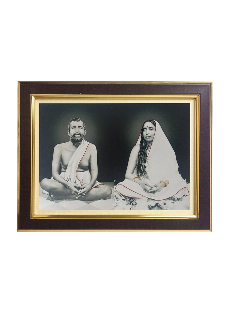 Hitech Sales Sri Ramakrishna Paramahansa and Sarada Devi Polystyrene Photo Frame, Rectangular Printed Photo Frame for Pooja Room, Home Decoration and Gifting (Tabletop, 7 x 9 x 0.9 inches, Brown)
