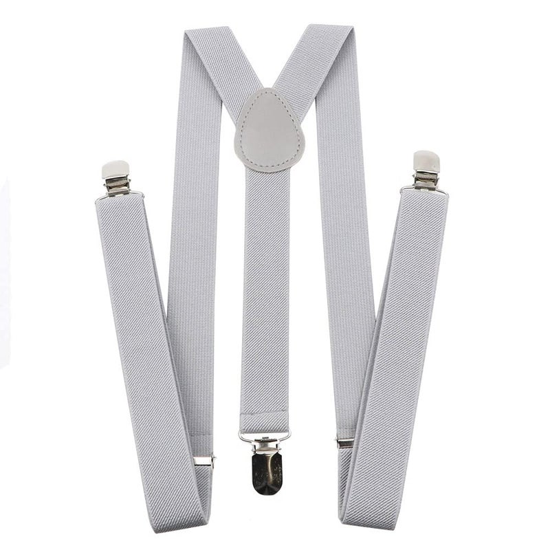 CLOTHERA Adjustable Elastic Y Back Style Suspenders for Men and Women (Light Grey) - Image 5