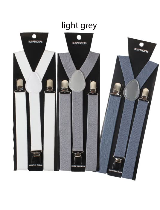 CLOTHERA Adjustable Elastic Y Back Style Suspenders for Men and Women (Light Grey) - Image 2