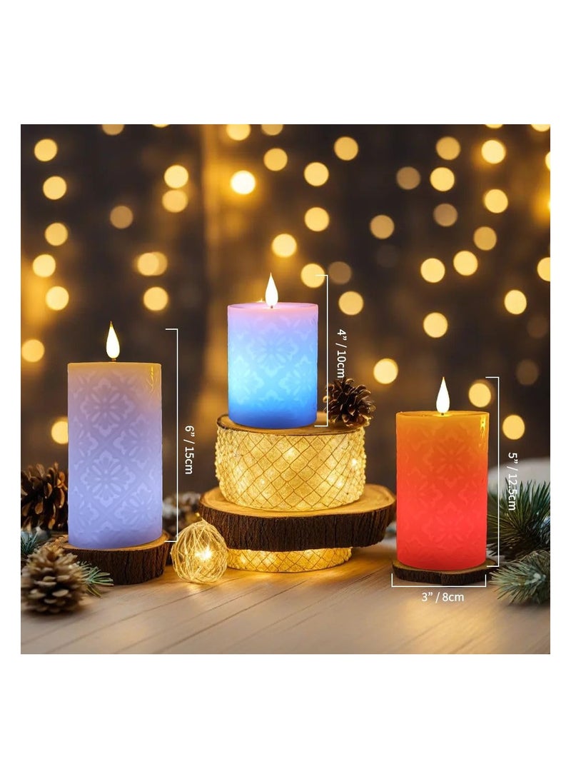 SYOSI 3PCS Electric Candles, Color Changing Flameless Candles with Remote, Floral Real Wax, Candles Battery Operated, Candles with Timer, 12 Colors LED Flameless Candles Home Decor, D 3"×H 4" 5" 6" - Image 5