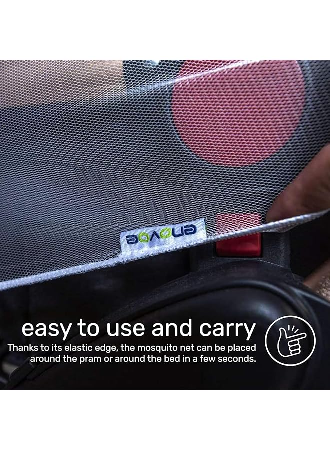 Enovoe Mosquito Net For Baby Stroller And Crib Durable Mesh Bug Net Cover With Elastic Edge Fits Strollers Bassinets Playards And Mini Cribs Travel Essential For Newborns 63X64 Inch (White) - Image 2