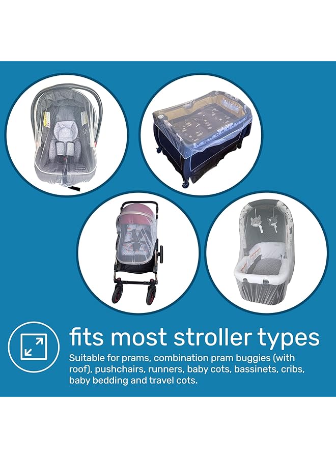Enovoe Mosquito Net For Baby Stroller And Crib Durable Mesh Bug Net Cover With Elastic Edge Fits Strollers Bassinets Playards And Mini Cribs Travel Essential For Newborns 63X64 Inch (White) - Image 3