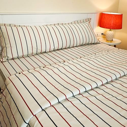 SleepyCat Cotton Pillow Case with Envelope Closure - 1 Piece | Coloured with AZO-Free Dyes and Oeko-Tex Certified | Machine Washable, Sailor Stripes (Cuddle Size, 52x20 Inches), 200 TC - Image 3