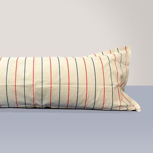 SleepyCat Cotton Pillow Case with Envelope Closure - 1 Piece | Coloured with AZO-Free Dyes and Oeko-Tex Certified | Machine Washable, Sailor Stripes (Cuddle Size, 52x20 Inches), 200 TC - Image 1