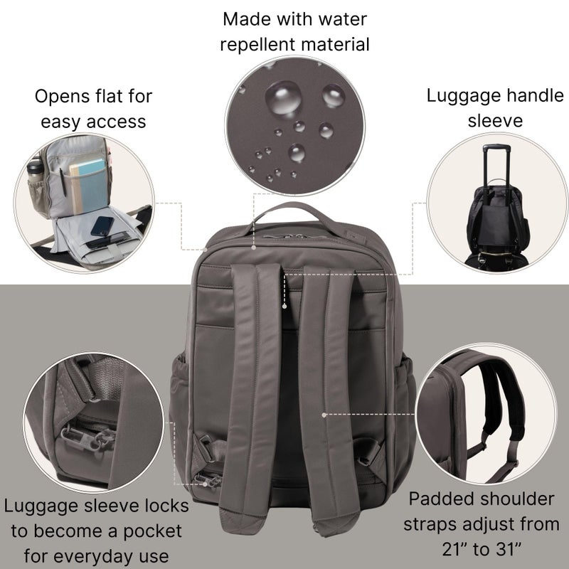 Baggallini Tribeca Expandable Laptop Backpack - 15"x11" Lightweight RFID Computer Bag for Work & Travel with Luggage Sleeve - Image 4