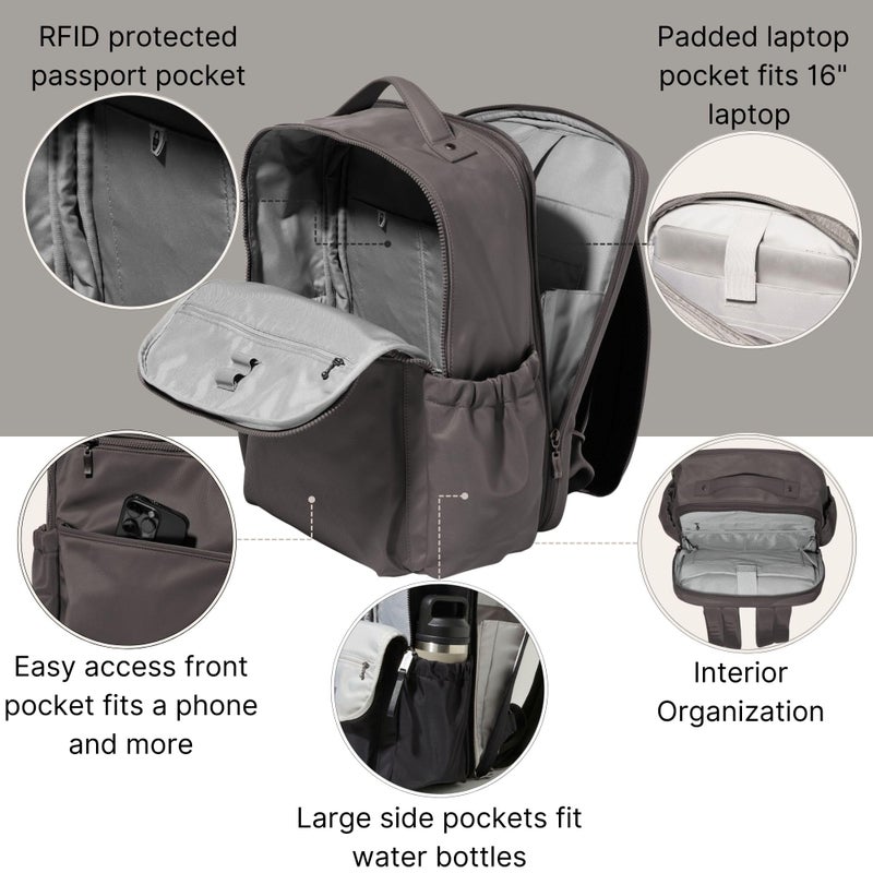 Baggallini Tribeca Expandable Laptop Backpack - 15"x11" Lightweight RFID Computer Bag for Work & Travel with Luggage Sleeve - Image 3