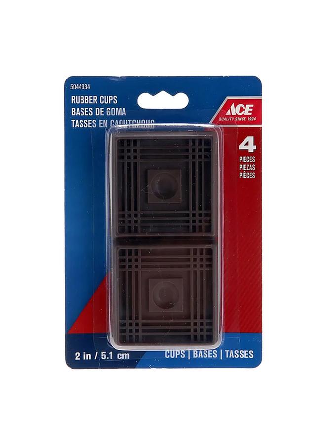 ACE Square Shape Rubber Non-Slip Furniture Caster Cups Brown 5.1cm AI0020 - Image 1