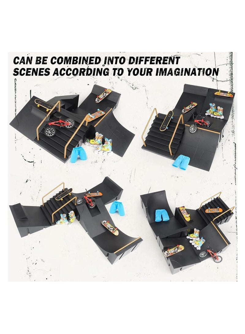 Y&D Mini Finger Skateboards Ramp, 6-in-1 Fingerboard Toy Skate Park Kit with 3 Skateboards, DIY Assembly Skateboard Ultimate Set Ramps for Kids Birthday Gift - Image 5