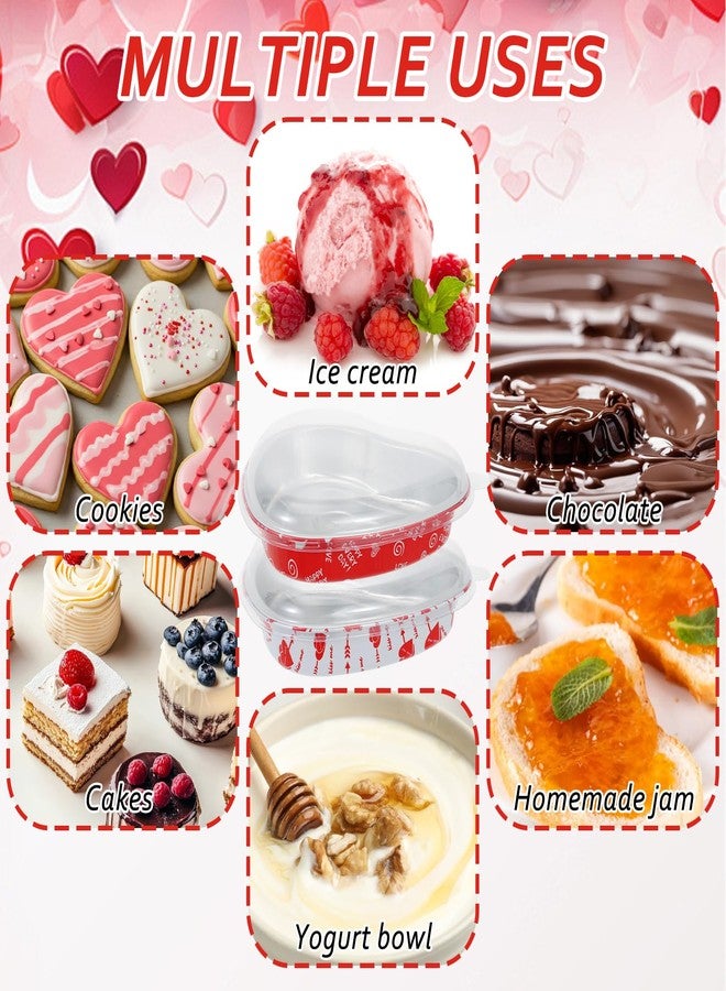 DANHMAO 24pcs 22oz Heart Shaped Cake Pans Valentine's Day Aluminum Foil Heart Cake Pans with Lids & Pink Fork Spoons Oven Safe Baking Tins for Valentine's Day Wedding Party - Image 4