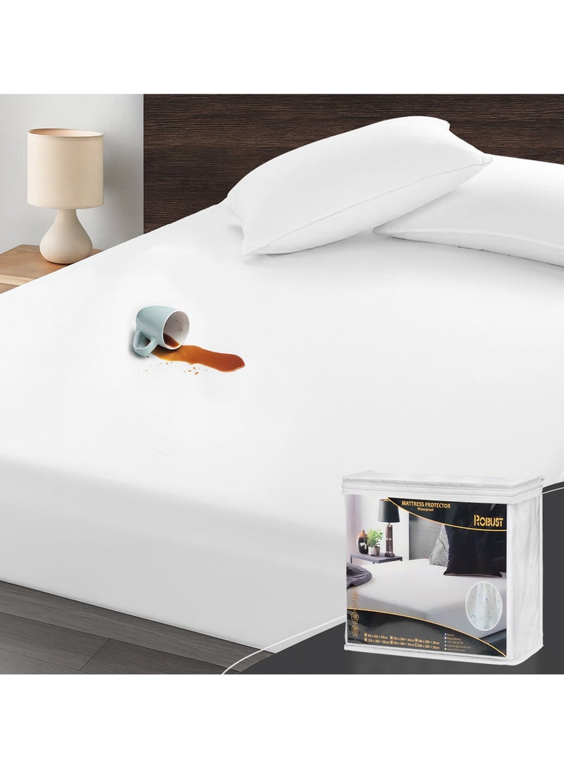 Robust Ultimate Protection Mattress Encasement (200x200+30cm) With Deep Pocket–Fitted Waterproof Mattress Protector, Soft, Noiseless, Hypoallergenic, Durable for a Comfortable Sleep-King Size - Image 1