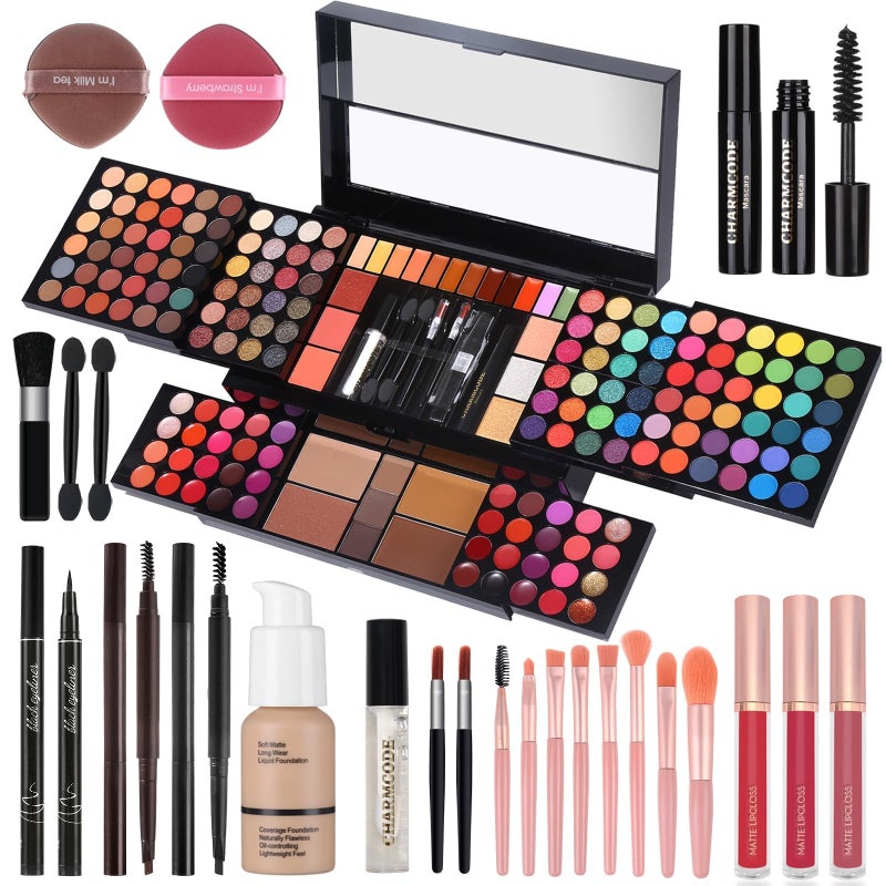CHARMCODE Professional Big Makeup Kit for Teens Girls  Women Full Kit Beauty Case with Beginner Cosmetics Sets AllinOne Make Up Gift Box with Lipgloss EyeshadowBlushHighlightBrowLiner PensBrushetc