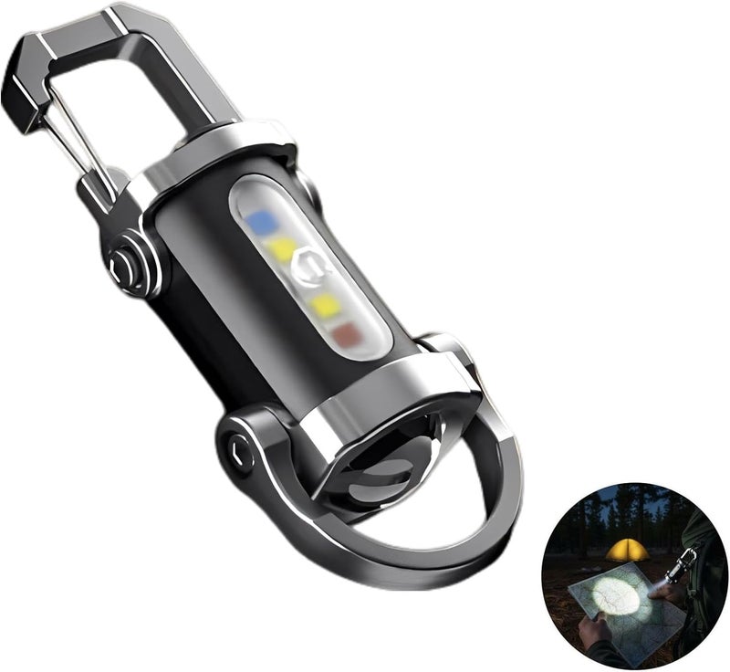 3 Pcs Mini Keychain Flashlight with Phone Charger, Rechargeable LED Work Light with 7 Modes, Portable Emergency Camping Light with 300mAh Battery, Includes 6 USB Cables - Image 2