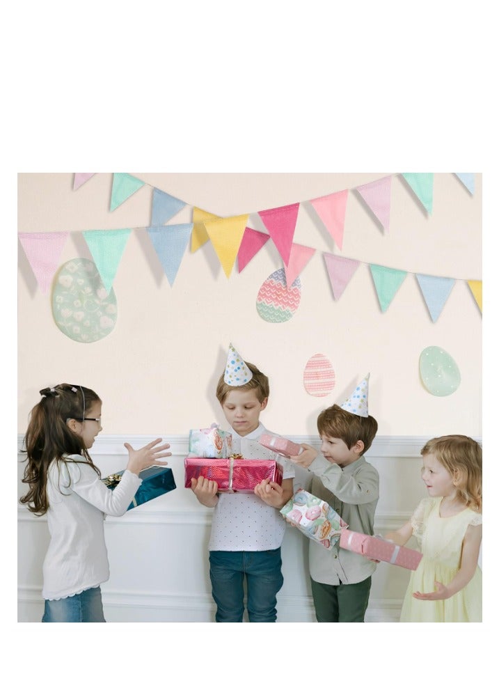 يا كومز بننت لافتات العلوم الباستيل 4 سلاسل -Yakumuz 48 قطعة ملونة لافتات المثلث لعيد الميلاد عيد الفصح الفصل الدراسي مدرسة الكرنفال كرلاند في الهواء الطلق Burlap Bunting حزب الديكورات - Image 2