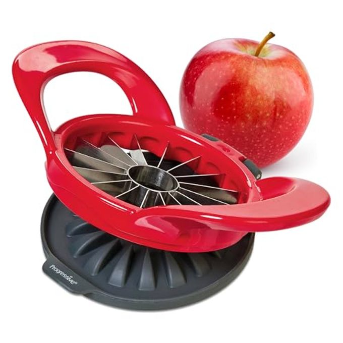 PREPWORKS BY PROGRESSIVE DISHWASHER SAFE 16SLICE THIN APPLE SLICER AND CORER WITH ATTACHED SAFETY COVER RED