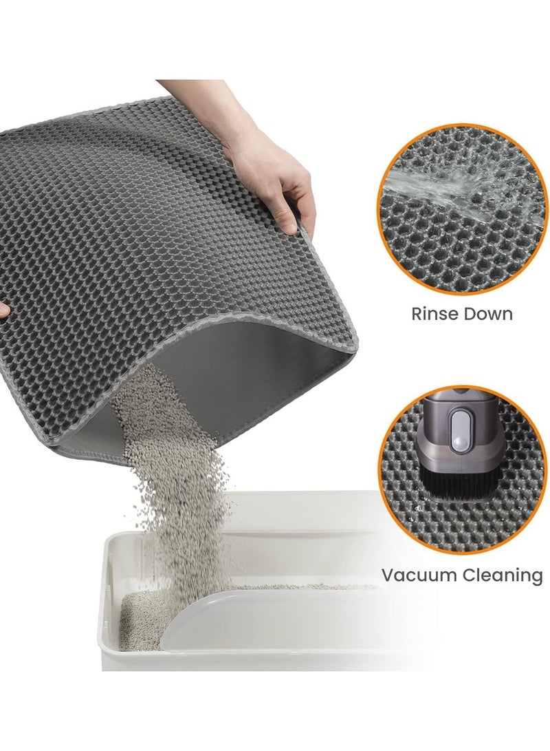 SKY-TOUCH Cat Litter Mat,Cat Litter Tray Mat, Honeycomb Double Layer Design, Urine and Waterproof Material, Washable,Easy to clean, keep clean,60 * 40cm,Grey - Image 3