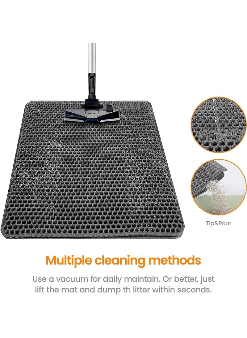 SKY-TOUCH Cat Litter Mat,Cat Litter Tray Mat, Honeycomb Double Layer Design, Urine and Waterproof Material, Washable,Easy to clean, keep clean,60 * 40cm,Grey - Image 4