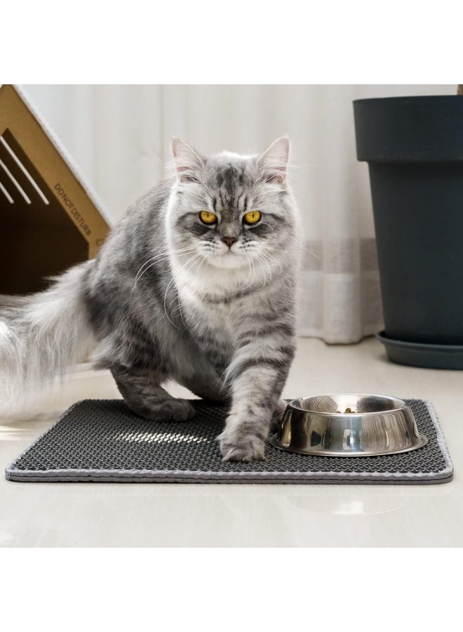 SKY-TOUCH Cat Litter Mat,Cat Litter Tray Mat, Honeycomb Double Layer Design, Urine and Waterproof Material, Washable,Easy to clean, keep clean,60 * 40cm,Grey - Image 2