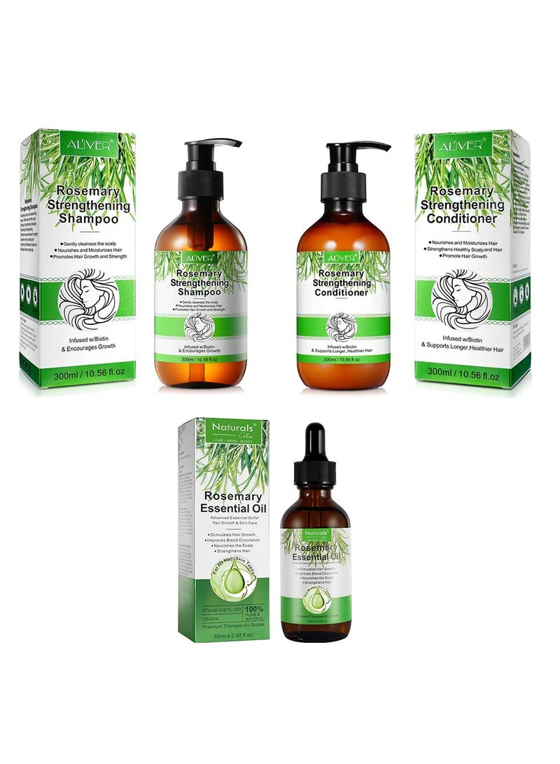 ALIVER Rosemary hair care set: shampoo + conditioner + hair growth oil - Image 1