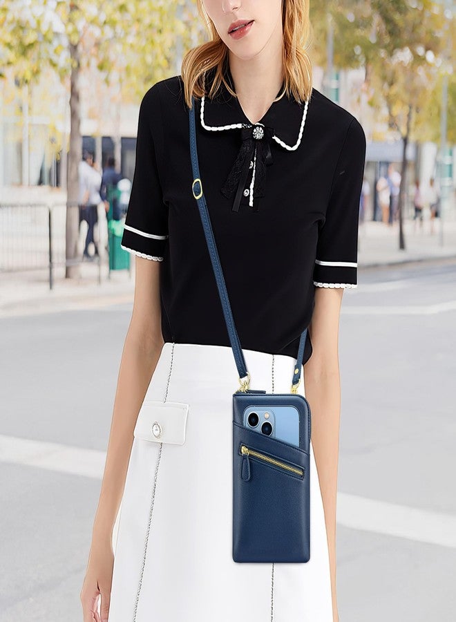 nuoku Crossbody Wallet Purse with Phone Pocket, Small Cellphone Purse Women Crossbody with Credit Card Slots, Navy Blue - Image 2