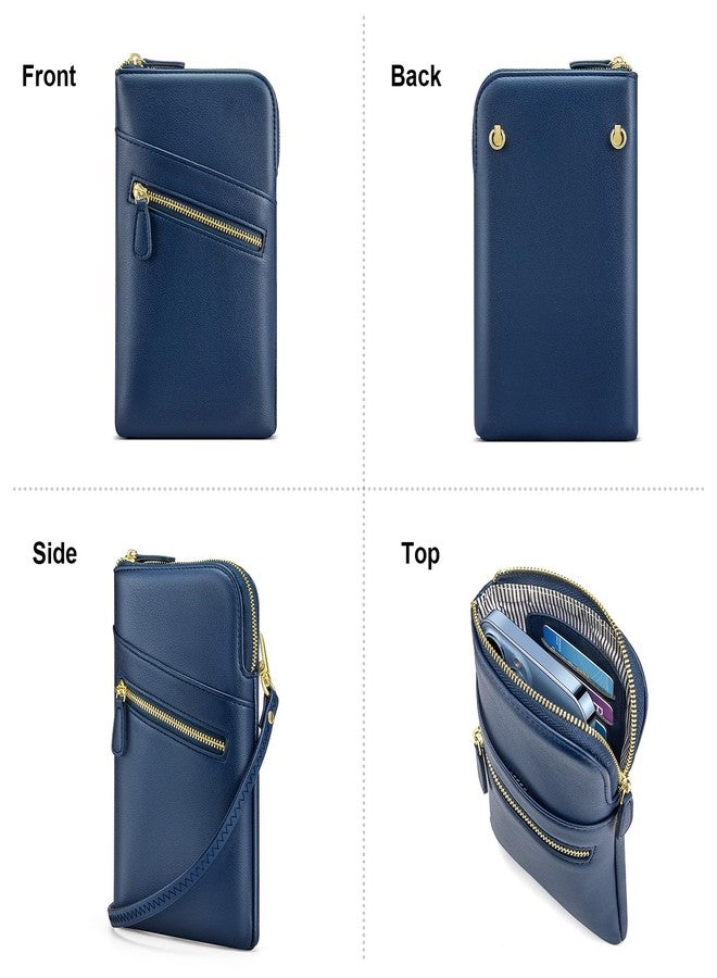 nuoku Crossbody Wallet Purse with Phone Pocket, Small Cellphone Purse Women Crossbody with Credit Card Slots, Navy Blue - Image 3