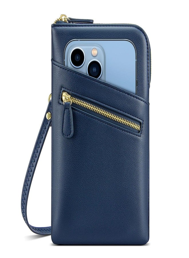 nuoku Crossbody Wallet Purse with Phone Pocket, Small Cellphone Purse Women Crossbody with Credit Card Slots, Navy Blue - Image 1