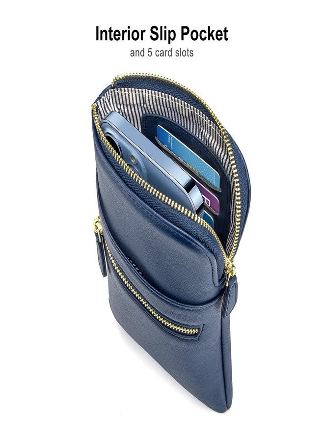 nuoku Crossbody Wallet Purse with Phone Pocket, Small Cellphone Purse Women Crossbody with Credit Card Slots, Navy Blue - Image 5