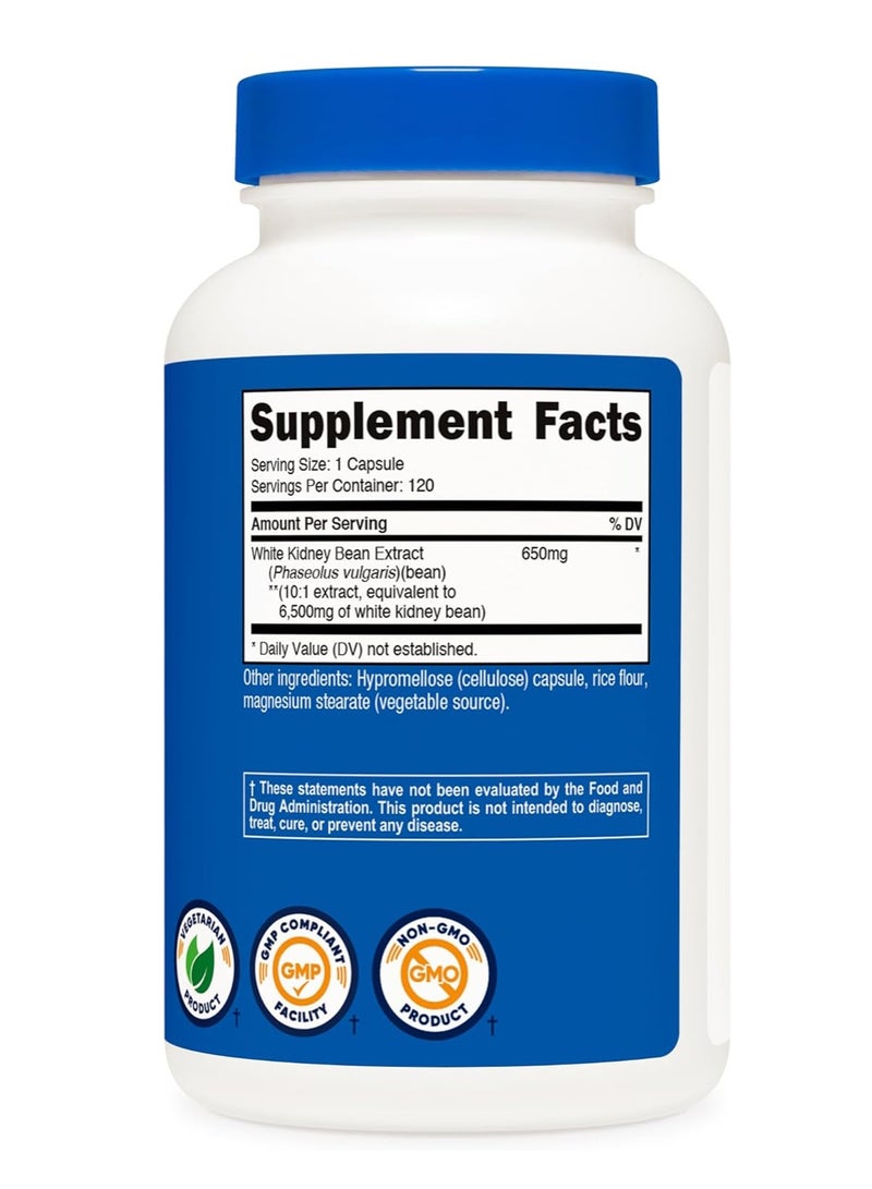 Nutricost White Kidney Bean Capsules 650mg 120 Caps - Image 4