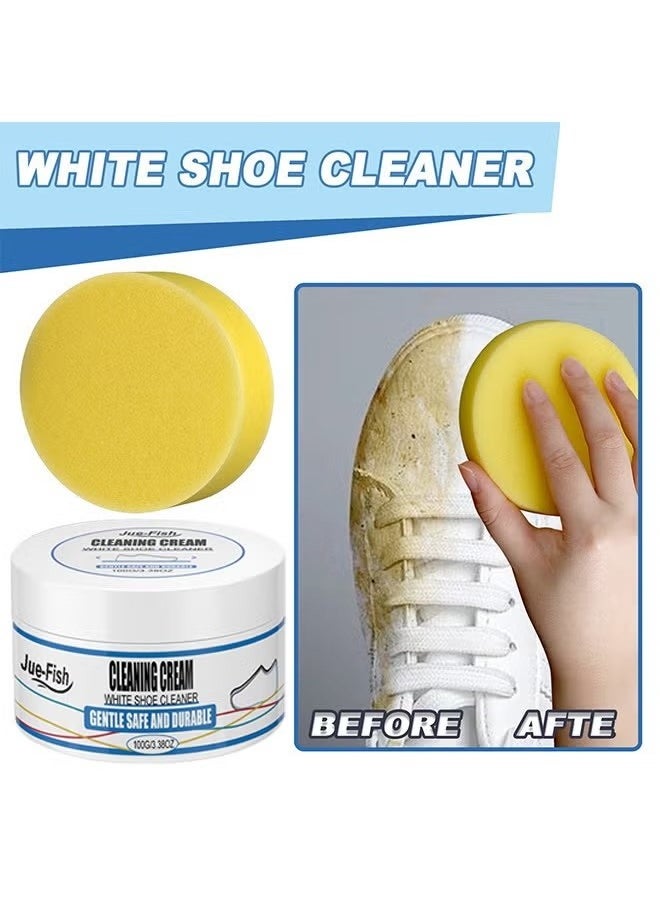 JUE-FISH White Shoe Cleaner, Shoe Cleaner, Re-Color and Polish Smooth Leather Shoes and Boots,Sneaker Cleaner White Shoes, White Rubber Sole Shoe Cleaner  - Image 1