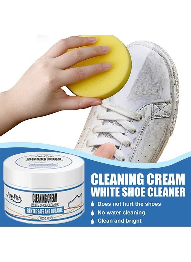 JUE-FISH White Shoe Cleaner, Shoe Cleaner, Re-Color and Polish Smooth Leather Shoes and Boots,Sneaker Cleaner White Shoes, White Rubber Sole Shoe Cleaner  - Image 2