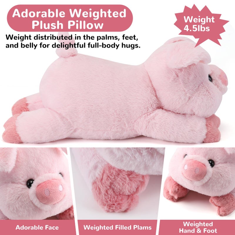 gnomantic Pig Weighted Stuffed Animals - 22 Inch 4.5 Pounds Weighted Plushies Pig - Big Plush Stuffed Animals Pillow - Cute Plush Toys Gifts for Kids & Adults - Image 3