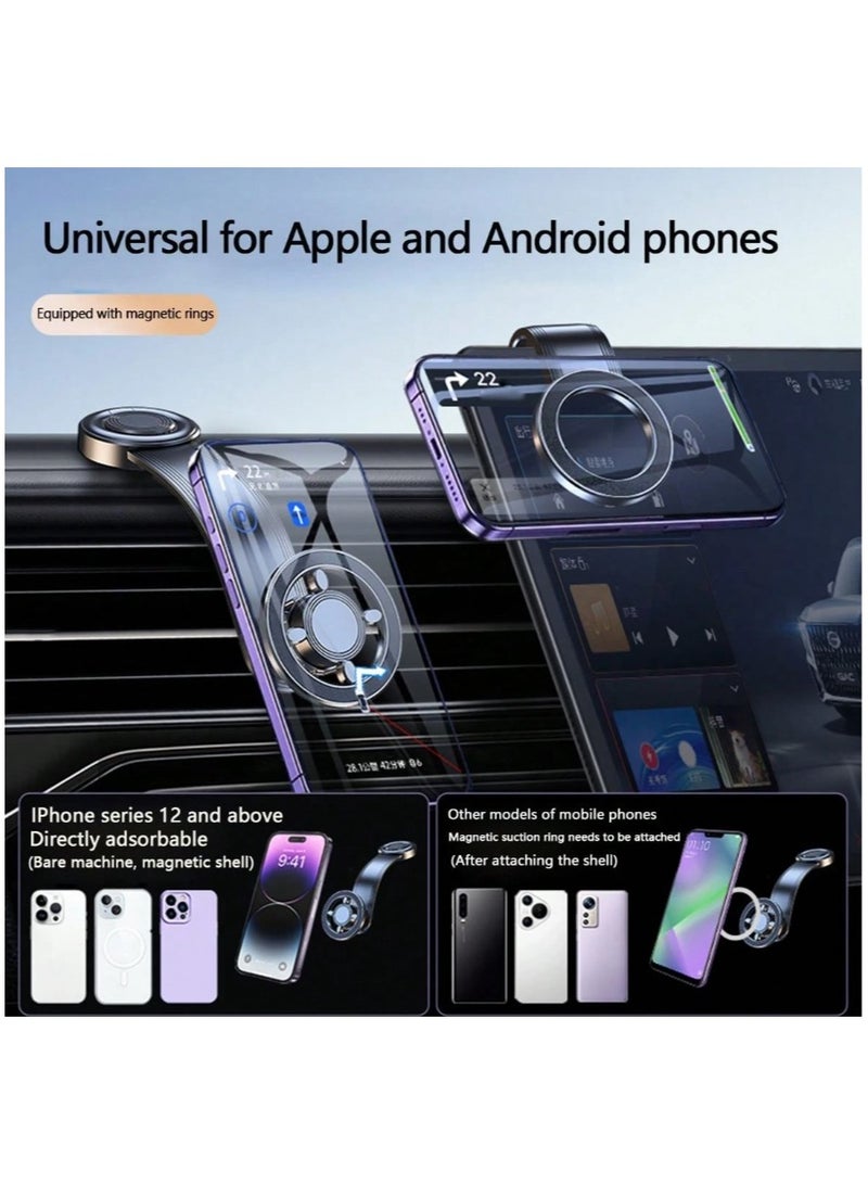 حامل هاتف للسيارة على لوحة القيادة مع مغناطيس قوي وحلقة معدنية دوران 360 درجة - Image 5