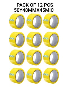Yuwell Pack Of 12 Pcs Packing Tape For Sealing Parcel Boxes Use For Office Supplies And Home Packing Tape 50Y 48MMX45MIC  - Image 1