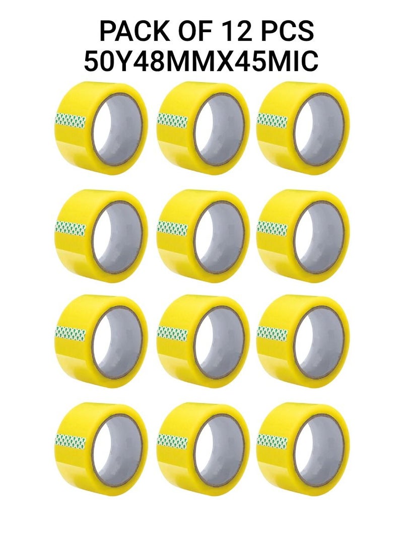 Yuwell Pack Of 12 Pcs Packing Tape For Sealing Parcel Boxes Use For Office Supplies And Home Packing Tape 50Y 48MMX45MIC  - Image 1