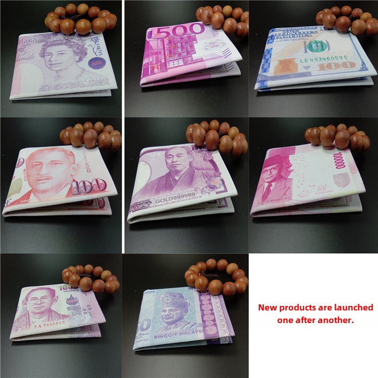 2023 Short Zip Bifold Pattern Wallet Unisex Old dollar.
