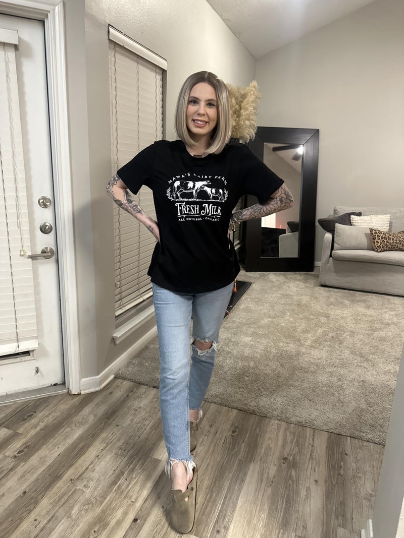UNIQUEONE Comfort Breastfeeding Shirts for Women Zip Nursing Tops Casual Distressed Acid Washed Maternity Tees Black - Image 3