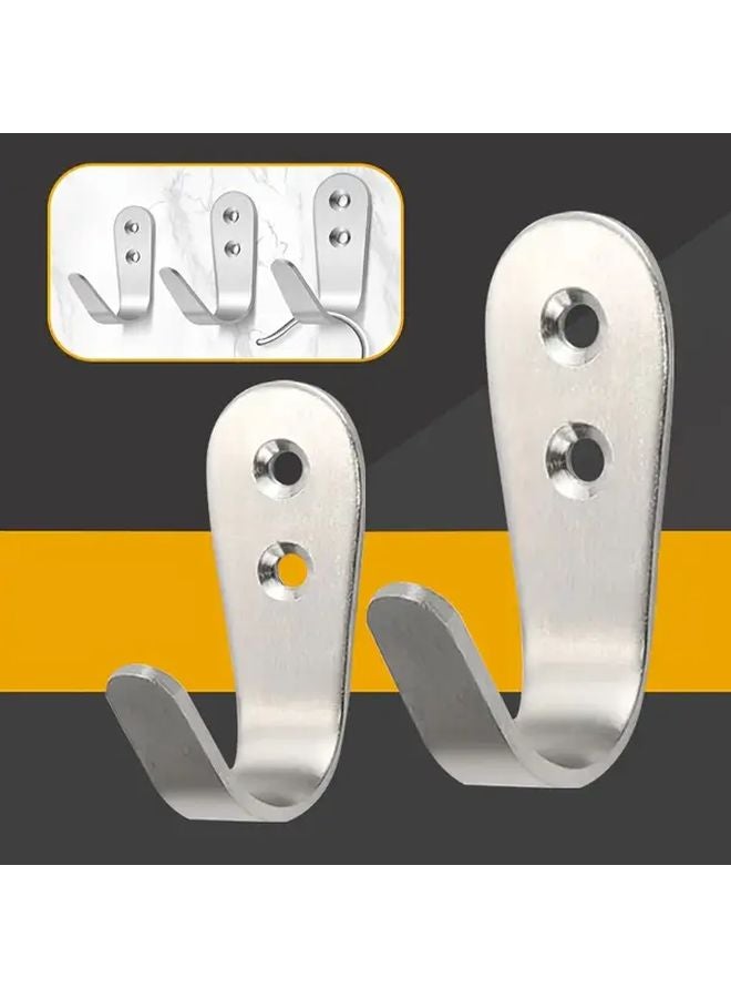 Large J Shaped Stainless Steel Hooks 5pcs Rustproof Wall Mounted for Coats Hats Towels - Image 2