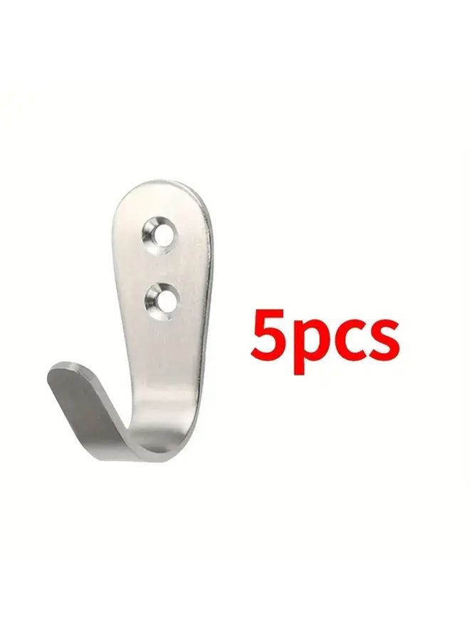 Large J Shaped Stainless Steel Hooks 5pcs Rustproof Wall Mounted for Coats Hats Towels - Image 4