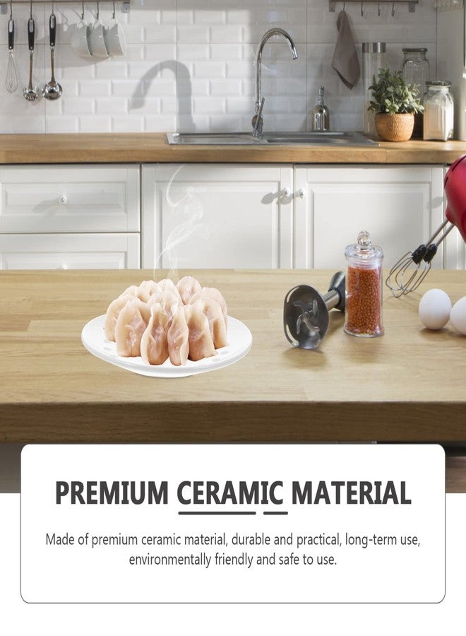 Yardwe Ceramic Steamer Plate 7.87 Inch with Air Holes for Dumplings Fish Steaming Plate Versatile Steaming Holder for Home Kitchen Use - Image 5