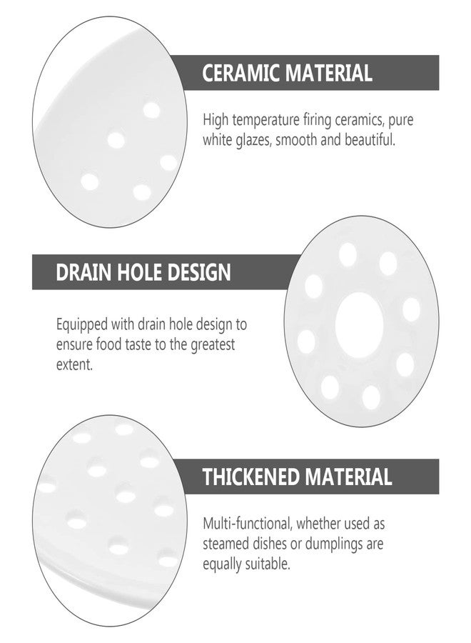 Yardwe Ceramic Steamer Plate 7.87 Inch with Air Holes for Dumplings Fish Steaming Plate Versatile Steaming Holder for Home Kitchen Use - Image 3