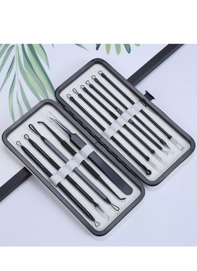 Generic - Acne Needle Tool Sets 11 Pcs Stainless Steel Blackhead Remover Pimple Popper Kit, Pimple Tweezers Extractor Comedone Extractor Tool Blackheads Treatment Blemish Remover Kit with Case - Image 1