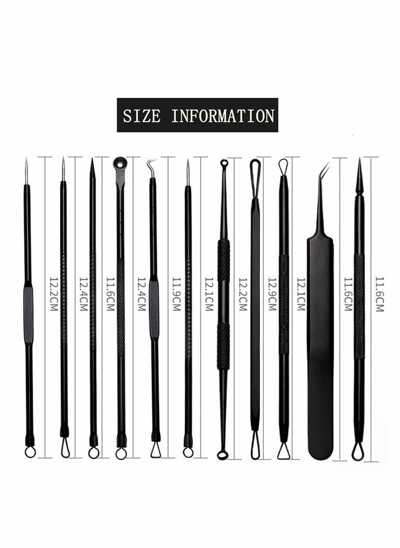 Generic - Acne Needle Tool Sets 11 Pcs Stainless Steel Blackhead Remover Pimple Popper Kit, Pimple Tweezers Extractor Comedone Extractor Tool Blackheads Treatment Blemish Remover Kit with Case - Image 1