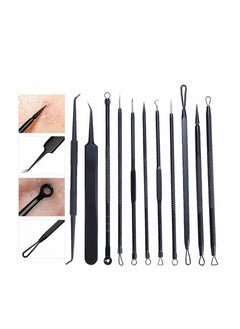 Acne Needle Tool Sets 11 Pcs Stainless Steel Blackhead Remover Pimple Popper Kit, Pimple Tweezers Extractor Comedone Extractor Tool Blackheads Treatment Blemish Remover Kit with Case