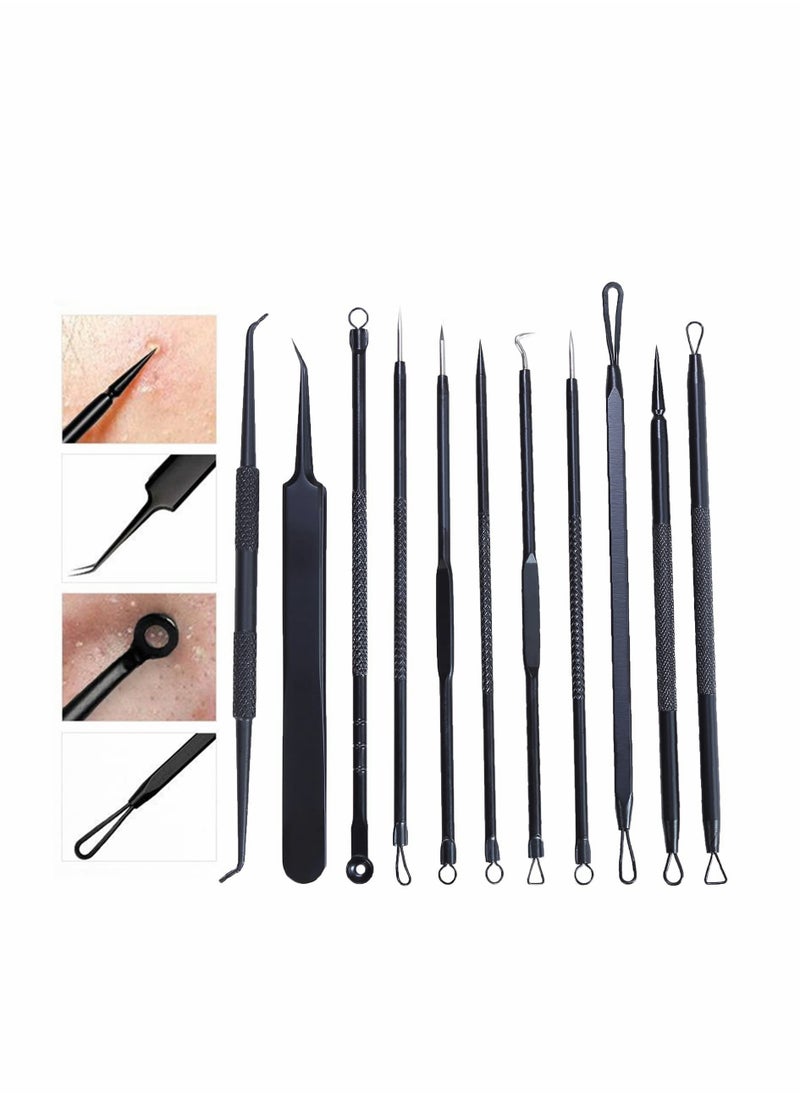 Generic - Acne Needle Tool Sets 11 Pcs Stainless Steel Blackhead Remover Pimple Popper Kit, Pimple Tweezers Extractor Comedone Extractor Tool Blackheads Treatment Blemish Remover Kit with Case - Image 1